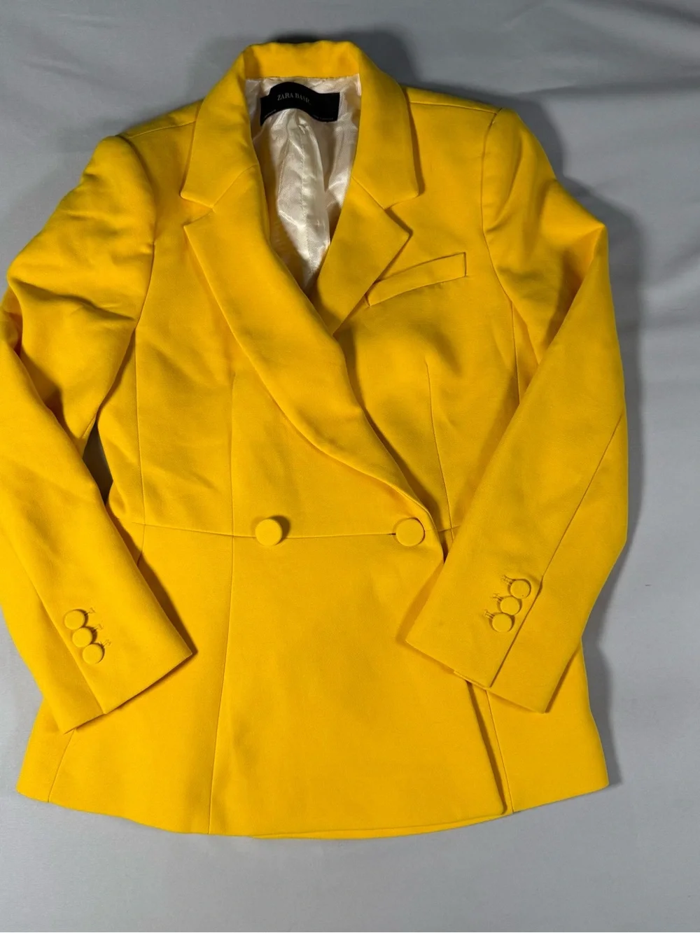 Zara Bright Yellow Double-Breasted Blazer